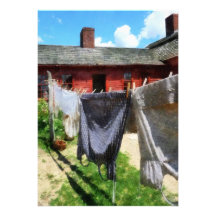 Clothing Hanging on Line Closeup Custom Invite