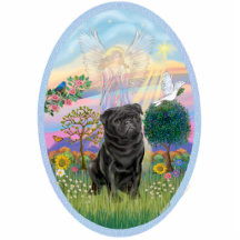 Cloud Angel and black Pug Photo Cutouts