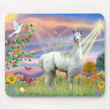 Cloud Angel and Llama Mouse Pad