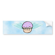 cloud background, cupcake angel no text bumper sticker