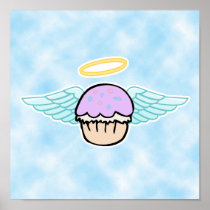 cloud background, cupcake angel no text poster