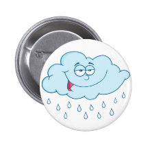 Cloud Raining Mascot Cartoon Character Pinback Buttons