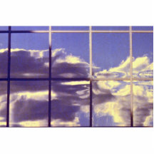 Cloud reflections in building windows photo cutout