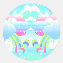 clouds and rainbow sky II Round Sticker