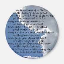 Clouds in blue sky with poem fridge magnets