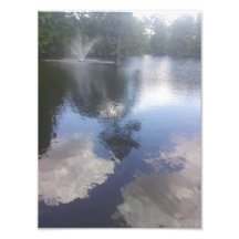 Clouds in the water & fountain print photo