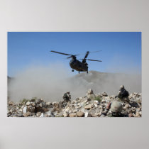 Clouds of dust kicked up by the rotor wash posters