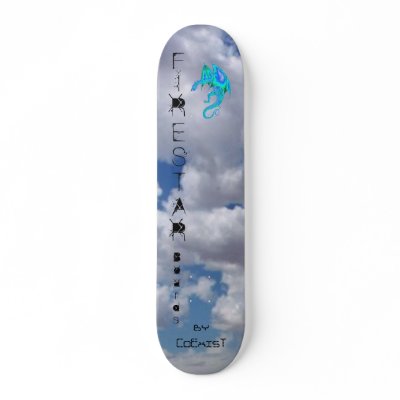 Clouds with Blue Dragon Skateboard by CoExist