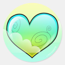 Cloudy heart stickers (green version)