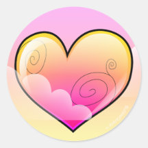 Cloudy heart stickers (orange version)