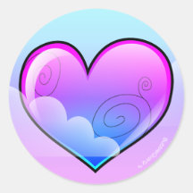 Cloudy heart stickers (purple version)