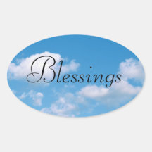 Cloudy Sky Blessing Religious Oval Sticker