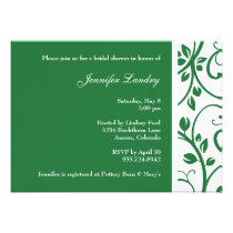 Clover Green Floral Vine Bridal Shower Invitation invitations