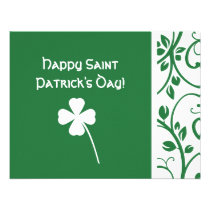 Clover Green Floral Vine Saint Patrick's Day Note invitations