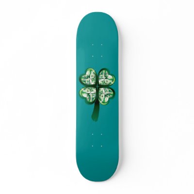 Clover Shamrock Diamond Skateboard by BasheeraDesigns