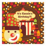 Clown and Polka Dots Circus Birthday Invites