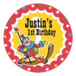 Clown Around 1st Birthday Custom Sticker