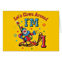 Clown Around 1st Birthday Greeting Card