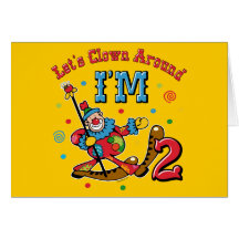 Clown Around 2nd Birthday Greeting Cards