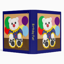 Clown Bear Birthday Scrapbook 3 Ring Binder