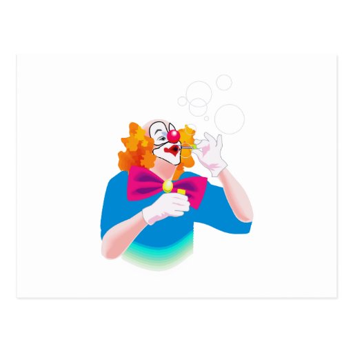 clown blowing bubbles post cards