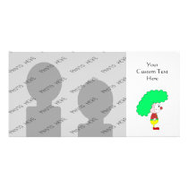 Clown Cartoon. Yellow, red and green. Personalized Photo Card