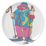 Clown de ski assiettes