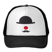 clown face with hat, red nose and mustache