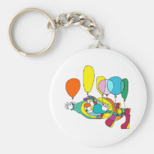 Clown flying by balloon key chain