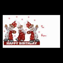 Clown Gift Tag Happy Birthday business cards
