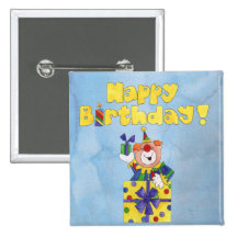 Clown in a Present Pinback Button
