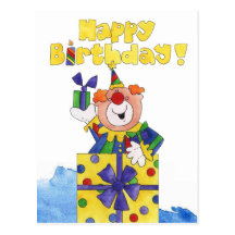 Clown in a Present Postcards
