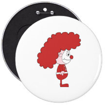 Clown in Red and White. Cartoon. Pinback Button