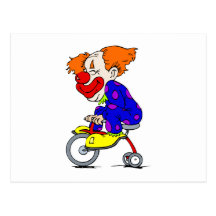 Clown on tricycle post card