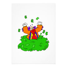 Clown Playing with Money Pile Custom Announcements