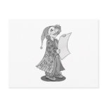 Clown reading letter postcards