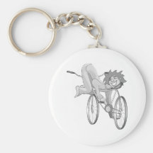 Clown riding bike backwards keychains