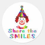 Clown Smiles Round Stickers