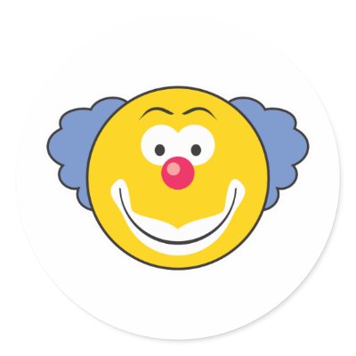 Clown Smiley Face Round Stickers by doonidesigns