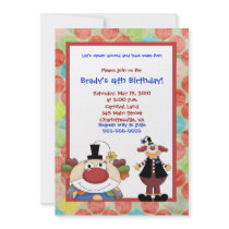 Clown Town Carnival Birthday Invitation 5x7