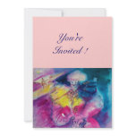 CLOWN WITH OWL AND VIOLIN ,yellow, pink blue invitations