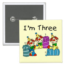 Clowns and Candles 3rd Birthday Tshirts and Gifts Pinback Button