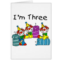 Clowns and Candles 3rd Birthday Tshirts and Gifts Greeting Card