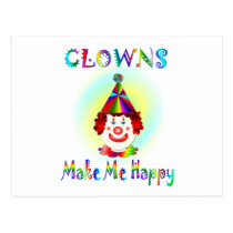 Clowns Make Me Happy postcards