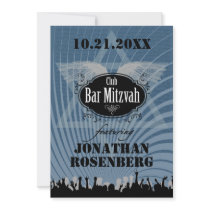 Club Bar Mitzvah in Blue Custom Announcement