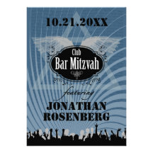 Club Bar Mitzvah in Blue Custom Announcement