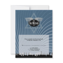 Club Bar Mitzvah Reply Card in Blue Personalized Invites