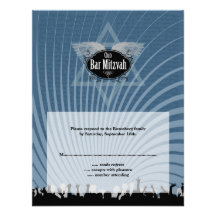 Club Bar Mitzvah Reply Card in Blue Personalized Invites