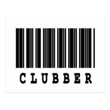 clubber barcode design postcard