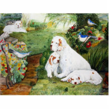 Clumber Puppies in the Garden Cut Out